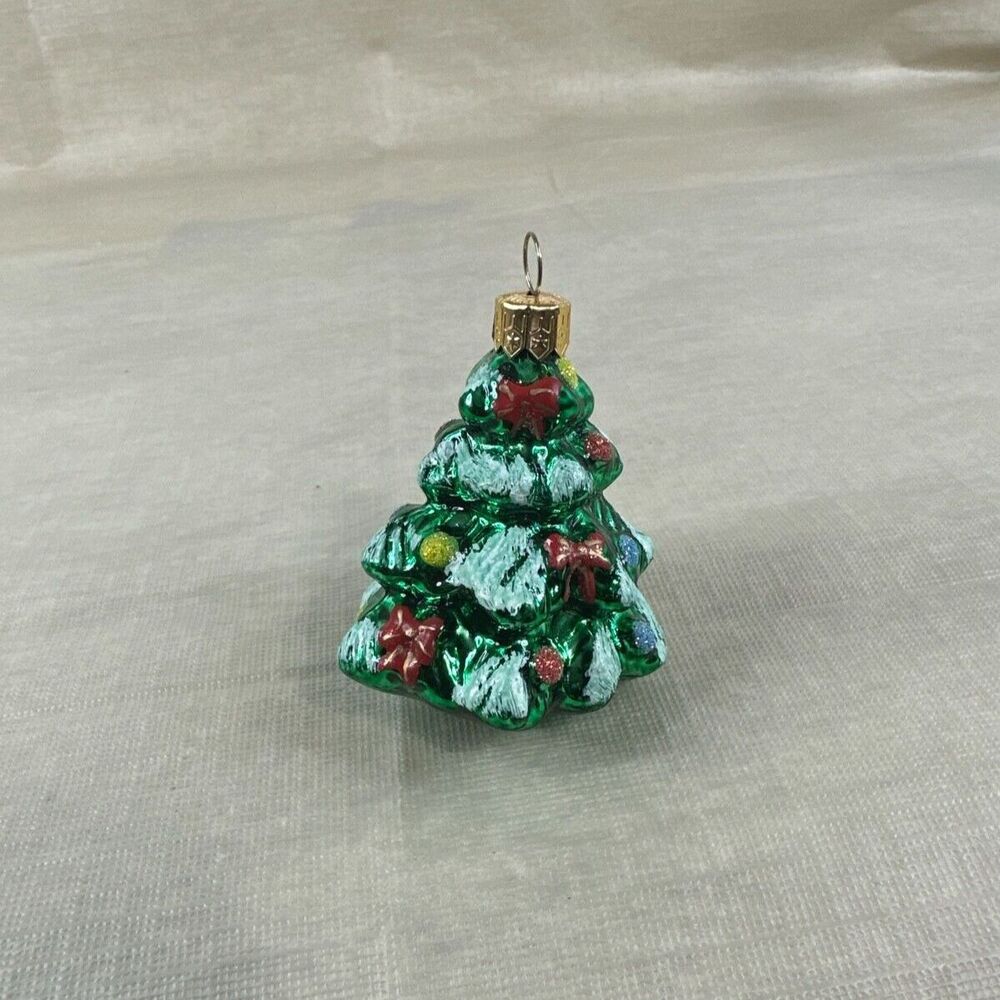 Vintage Mouth Blown & Hand Painted 2x3 Glass Christmas Tree Ornament